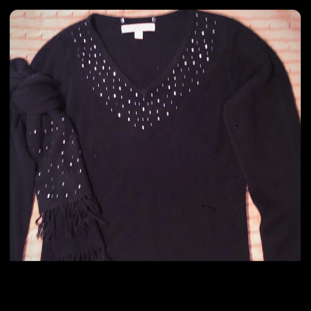 Black Rhinestone Sweater with matching Scarf